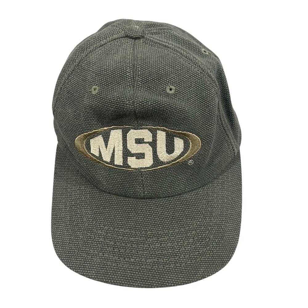 Vintage MSU Michigan State Spartans University Square Baseball Hat Cap USA Made
